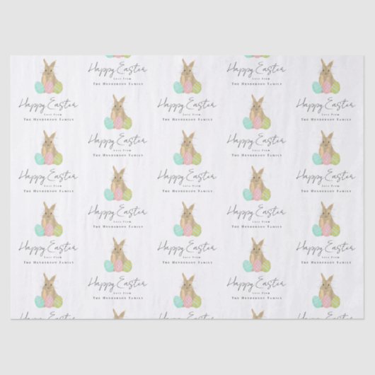 Papier Mousseline Personalized Happy Easter Bunny Watercolor (Recto)