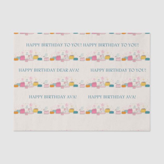 Papier Mousseline Personalized Party Tissue – Doodle Cakes on Cream (Recto)