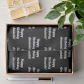 Papier Mousseline Personnalisable Joyeux Texte d'anniversaire | Noir (Cadeau)