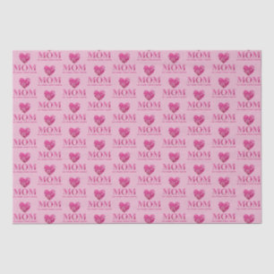 Papier Mousseline Personnalisé Coeur rose MOM Floral Letting Art