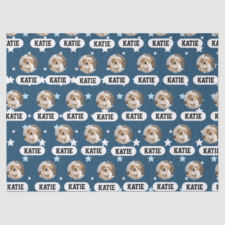 Papier Mousseline Personnalisé Marine Blue Pet Photo Star Motif