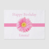 Papier Mousseline Personnaliser Birthday Pink Daisy Ruban (Recto)
