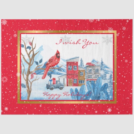 Papier Mousseline Personnaliser Cardinale Et Paysage (Recto)