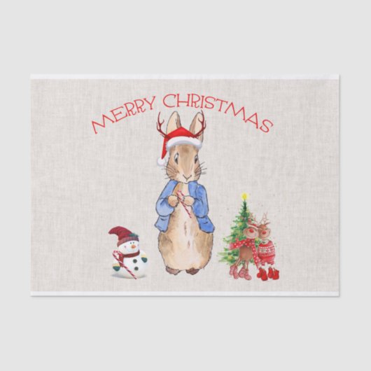 Papier Mousseline Peter le lapin célèbre Noël (Recto)