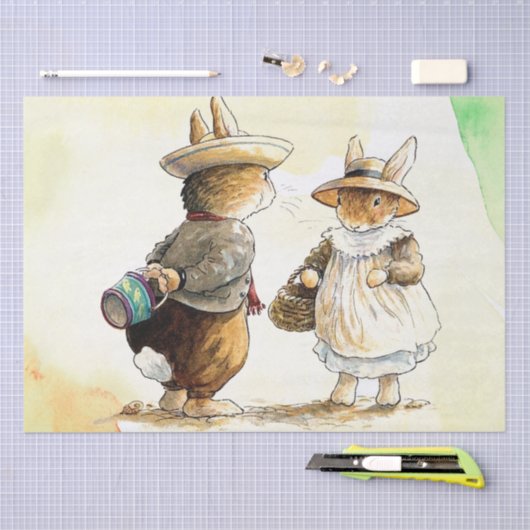 Papier Mousseline Peter Rabbit (couple) Tissue Paper (Artisanat)