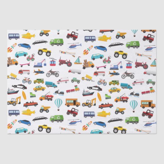 Papier Mousseline Petit Garçon Things That Move Vehicle Cars Kid (Recto)