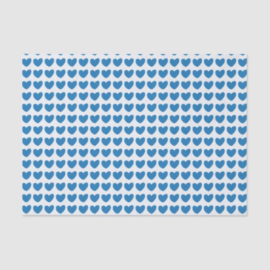 Papier Mousseline Petit Motif de Coeurs Bleus (Recto)
