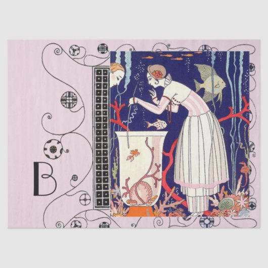 PAPIER MOUSSELINE PETIT POISSON ÉTONNANT, MODE DE BEAUTÉ ART DÉCO (Recto)