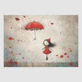 Papier Mousseline Petit Rouge avec parapluie et pavois - Découpage - (Recto)