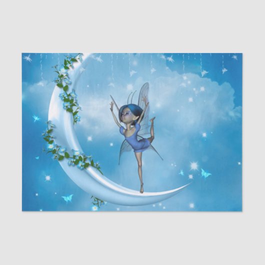 Papier Mousseline Petite fée dansant sur la lune (Recto)