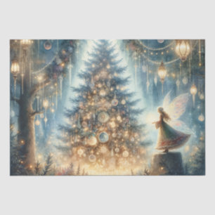 Papier Mousseline Petite fée de Noël dans une forêt enchantée