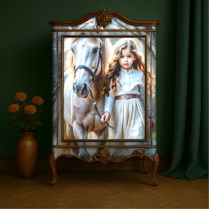 Papier Mousseline Petite Fille Robe Crème Cheval Blanc Histoire Livr