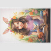 Papier Mousseline Petite fille sur papier découpage 3 Pâques (Recto)