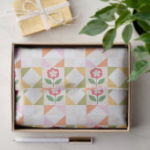 Papier Mousseline Petite fleur rouge bloc de patchwork (Cadeau)