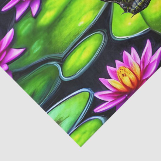 Papier Mousseline Petite grenouille sur Lily Pad (Détail)