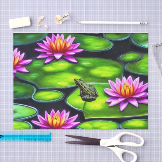 Papier Mousseline Petite grenouille sur Lily Pad (Artisanat)