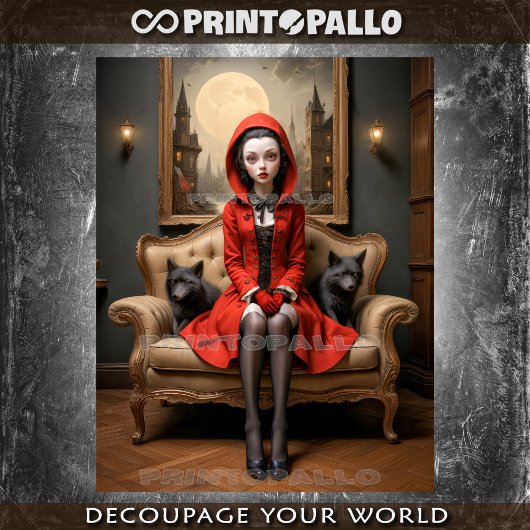 Papier Mousseline Petite hotte rouge à cheval chic avec l'enfant du 