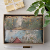 PAPIER MOUSSELINE PETITE MAISON ROUGE DE CAMPAGNE DECOUPAGE MIXTE (Cadeau)