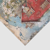 PAPIER MOUSSELINE PETITE MAISON ROUGE DE CAMPAGNE DECOUPAGE MIXTE (Détail)