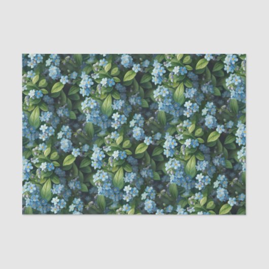 Papier Mousseline Petites fleurs bleues (Recto)