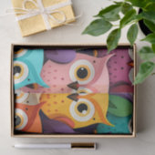 Papier Mousseline Petits Chouettes colorées (Cadeau)