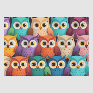 Papier Mousseline Petits Chouettes colorées