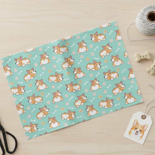 Papier Mousseline Petits Corgis Mignons
