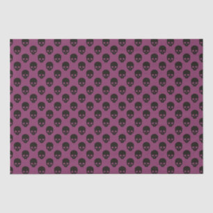 Papier Mousseline Petits crânes roses et noirs Motif Halloween