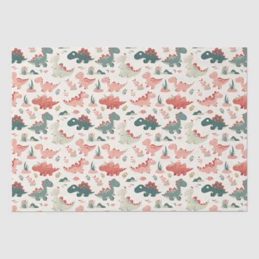 Papier Mousseline Petits Dinosaures (Recto)