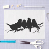 Papier Mousseline Petits oiseaux sur le dénouement en silhouette noi (Artisanat)