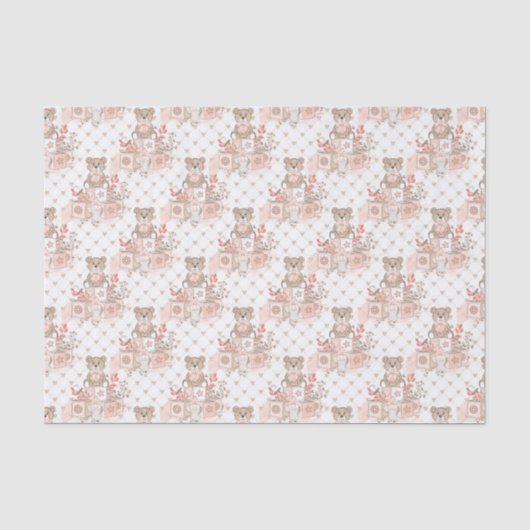 Papier Mousseline Petits ours pour filles (Recto)