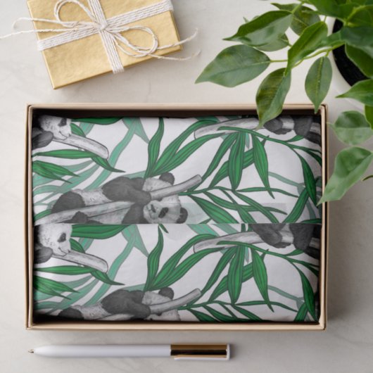 Papier Mousseline Petits panda sur (Cadeau)