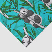 Papier Mousseline Petits panda turquoise (Détail)