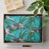 Papier Mousseline Petits panda turquoise (Cadeau)