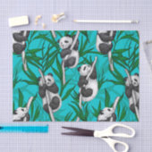 Papier Mousseline Petits panda turquoise (Artisanat)