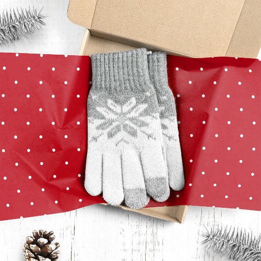 Papier Mousseline Petits Points Blancs sur un Noël Rouge