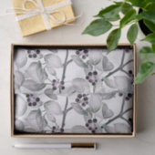 Papier Mousseline Petits raisins et Feuilles noirs et blancs (Cadeau)