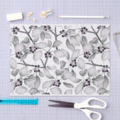 Papier Mousseline Petits raisins et Feuilles noirs et blancs (Artisanat)