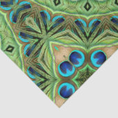 Papier Mousseline Pétoncle en plumes Mandala Emerald et symétrie ble (Détail)