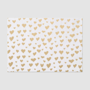 Papier Mousseline Peu de coeurs d'or sur l'arrière - plan de blanc
