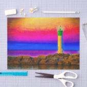 Papier Mousseline Phare Coucher de soleil coloré (Artisanat)