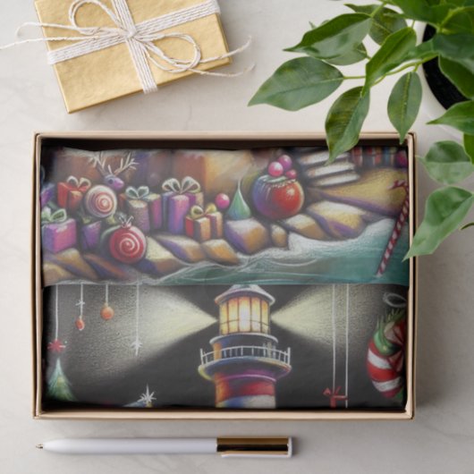 Papier Mousseline Phare de Noël Whimsical Purple Decoupage (Cadeau)