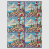 Papier Mousseline Phare floral Whimsical Découpage nautique (Recto)