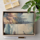 Papier Mousseline Phare maritime vintage et côte rocheuse (Cadeau)