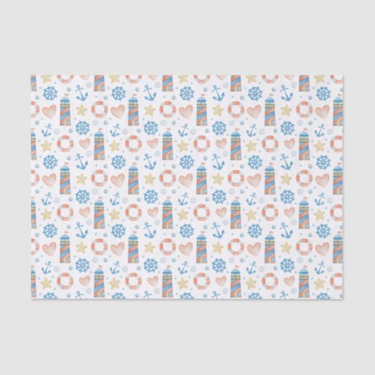 Papier Mousseline Phare nautique aquarelle (Recto)