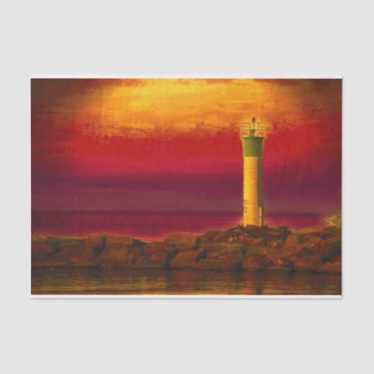 Papier Mousseline Phare nautique Burange Sky Sunset Lake (Recto)