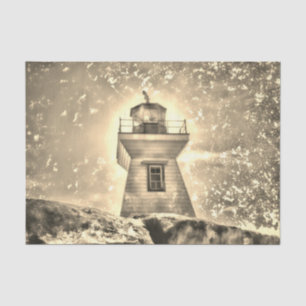 Papier Mousseline Phare Océan Sepia Nautical