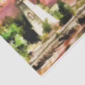 Papier Mousseline Phare rose de coucher du soleil de mouettes (Détail)