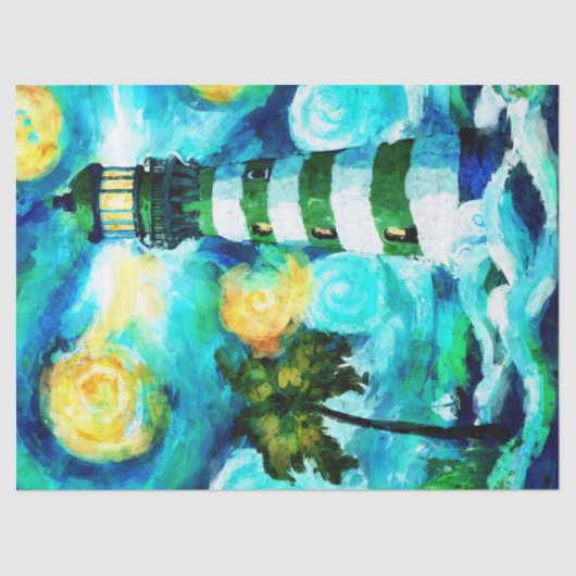 Papier Mousseline Phare Tropical & Palm Trees Découpage (Recto)