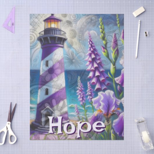 Papier Mousseline Phare Violet Floral Découpage personnalisée (Artisanat)